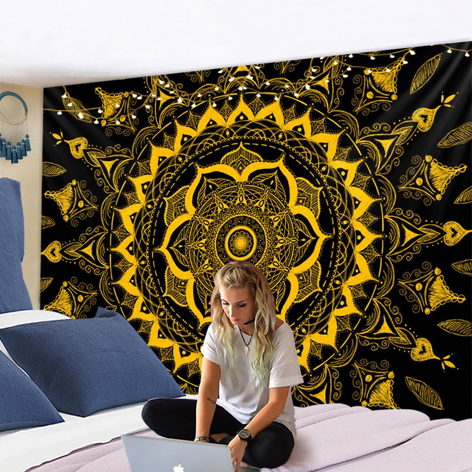 Большой настенный гобелен, большая мандала, полиэстер, гобелены в стиле хиппи, богемный гобелен, коврик для йоги, ковер, украшение для общежития колледжа
