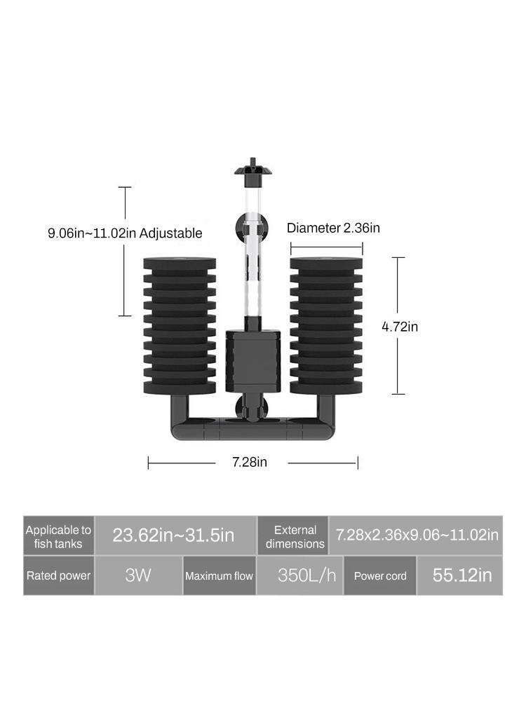 Fish Tank Air Pump Skimmer / Biochemical Sponge Filter With Air Pump, Aquarium Filter for Aquarium Fish Tank Air Pump Skimmer
