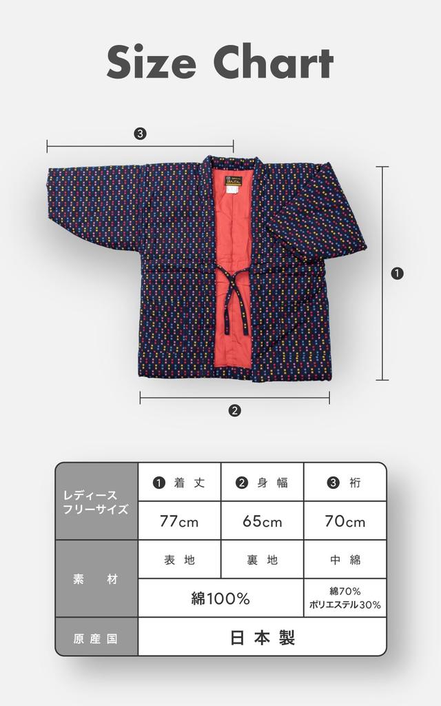 Aiai Kurume Cotton Hanten Hanten with Cube Made in Japan Women's (Chanchanko) Pattern, (Navy)