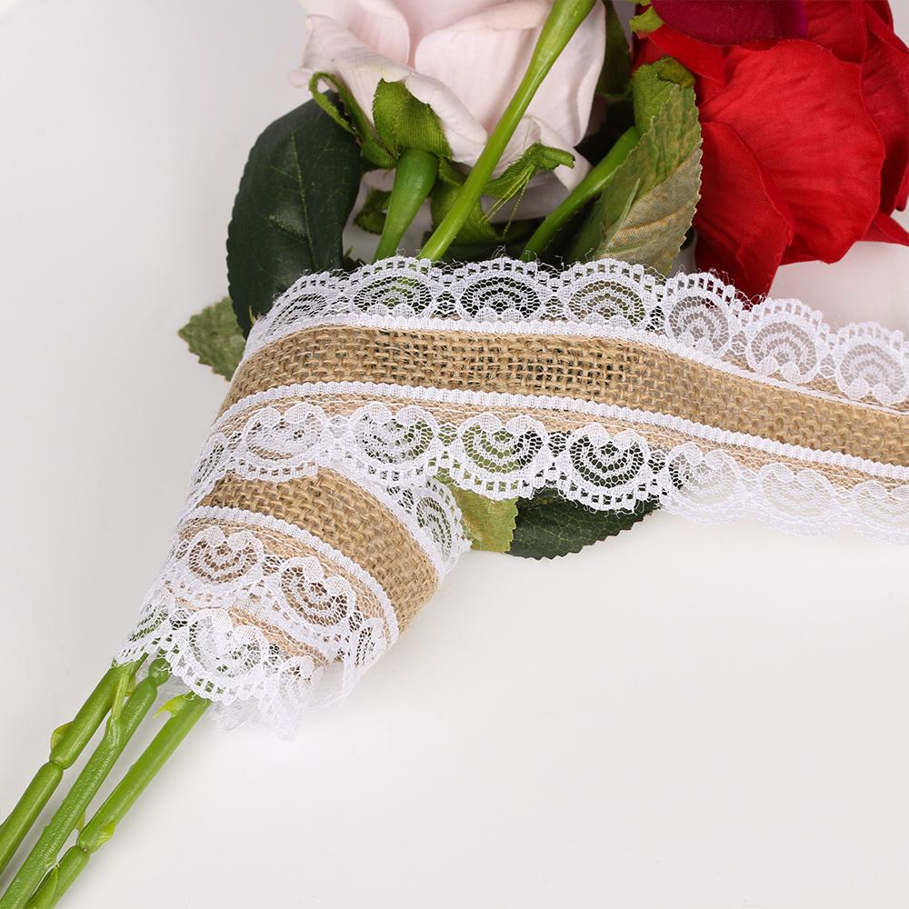 2M New DIY Crafts Party Supplies Natural Hessian Rustic Wedding Burlap Ribbon Lace Trim Edge