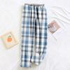 Женские пижамные штаны, плюшевые пижамные штаны с мягкой эластичной талией, клетчатые штаны с 2 карманами