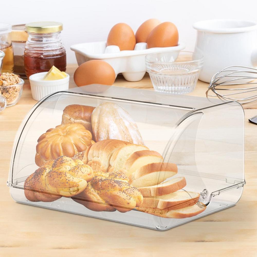 Bread Box For Kitchen Counter Bread Holder With Lid Makeup Organizer Desktop Storage Box For Homemade Bread Bagel Muffins Rolls