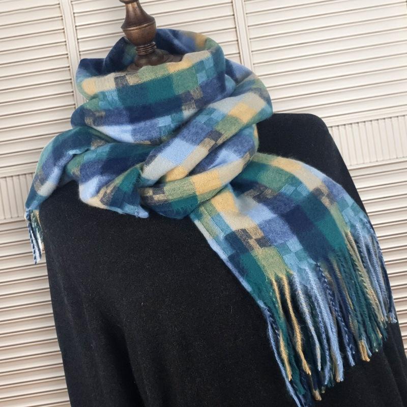 2024 New Autumn And Winter Women'S Scarf Imitation Cashmere Scarf Men'S Mosaic Checkered Warm Shawl