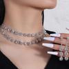 Inlay Rhinestone Shining Jewelry Set Exquisite Clavicle Chain Elegant Bracelet  Wedding Engagement