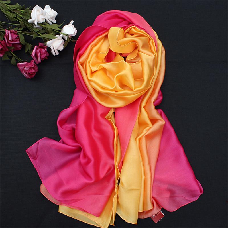 LaMaxPa 2019 New Soft Women Gradient Silk Scarf Autumn Winter Long Bandana Shawls and Wraps Female Hijab Luxury Echarpe Pashmina