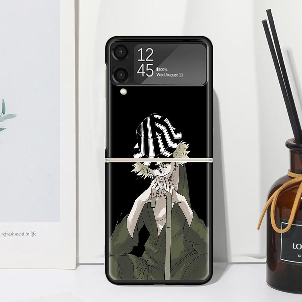 Bleach Kisuke Urahara Phone Case Cover for Samsung Galaxy Z Flip 7 6 5 4 3 5G Flip3 Flip4 Flip5 ZFlip6 ZFlip7 Black Fundas Clear