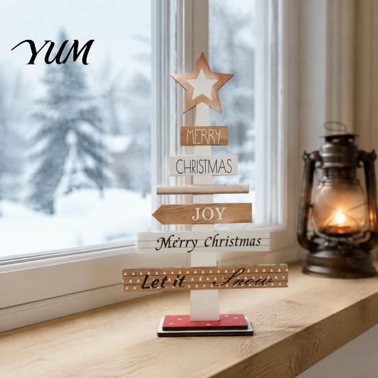 Unique Christmas Gift Ideas Tree Ornament, Wooden Letter Sign Decorative Small Festive Accents for Office Compact Stable Party Supplies Holiday