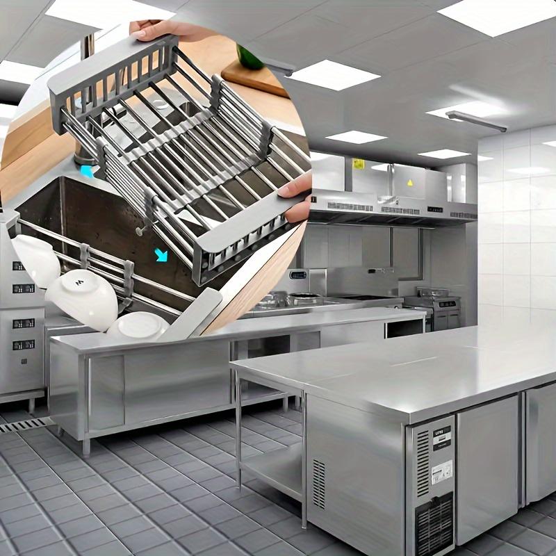 Подставка для посуды из нержавеющей стали над раковиной с выдвижной корзиной для сушки, многофункциональный кухонный органайзер для посуды, фруктов и овощей