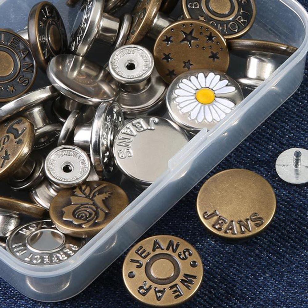 5pcs Replacement No-Sewing Metal Button Detachable Pants Pins Portable Repair Kit