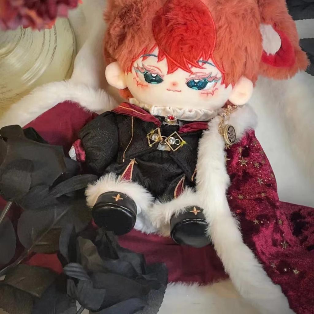 20 см ретро плюшевая кукольная одежда головной убор пальто брюки обувь драгоценный камень красный пламя комплект мягкая плюшевая игрушка наряд аксессуары