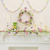 Easter Garland Artificial Floral Spring Garland with Foam Eggs Flowers for Mantle Fireplace Easter Party Indoor Outdoor Decoration
