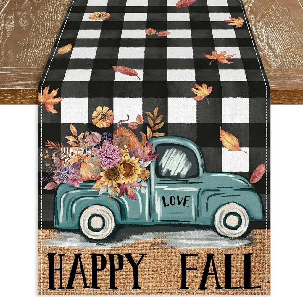 Дорожка для обеденного стола с кленовым листом и тыквой на День благодарения, для домашней кухни, для столовой, для вечеринки, моющаяся, многостильная