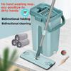 Flat Squeeze Mop with Bucket Hand Free Wringing Floor Cleaning Mop Microfiber Mop Pads Wet or Dry Usage On Hardwood Laminate
