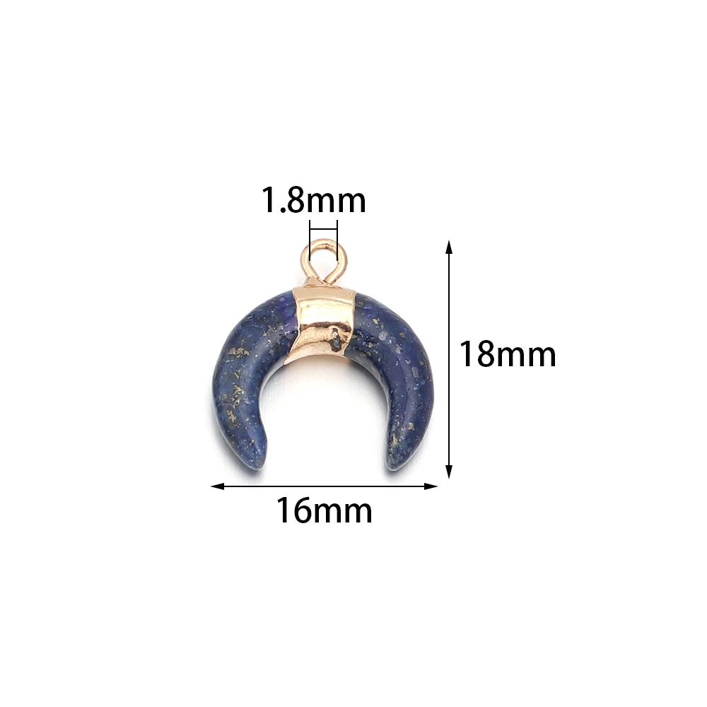 2pcs/lot Moon Shaped Natural Gem Stone Pendant Black Agate Lapis Lazuli Amethyst Charms For Jewelry Making DIY Necklace Earrings