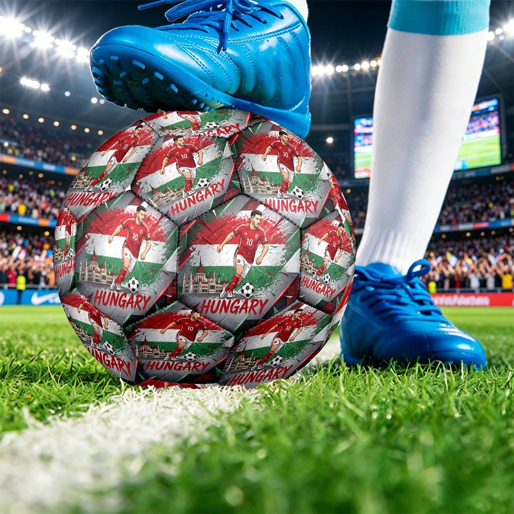Hungary Football Printed Size 5 Soccer Ball Wear Resistant Standard Adult Training Football Fan Gift for Indoor Outdoor Match Sports