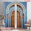 2 шт. 2D плоская печать Шторы Дверь древнего марокканского дворца 100% Полиэстер Без электричества Праздничное использование для