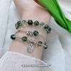 Korean-Style Green Phantom Bracelet for Women - 925 Sterling Silver Lucky Beads with Green Crystal Bell