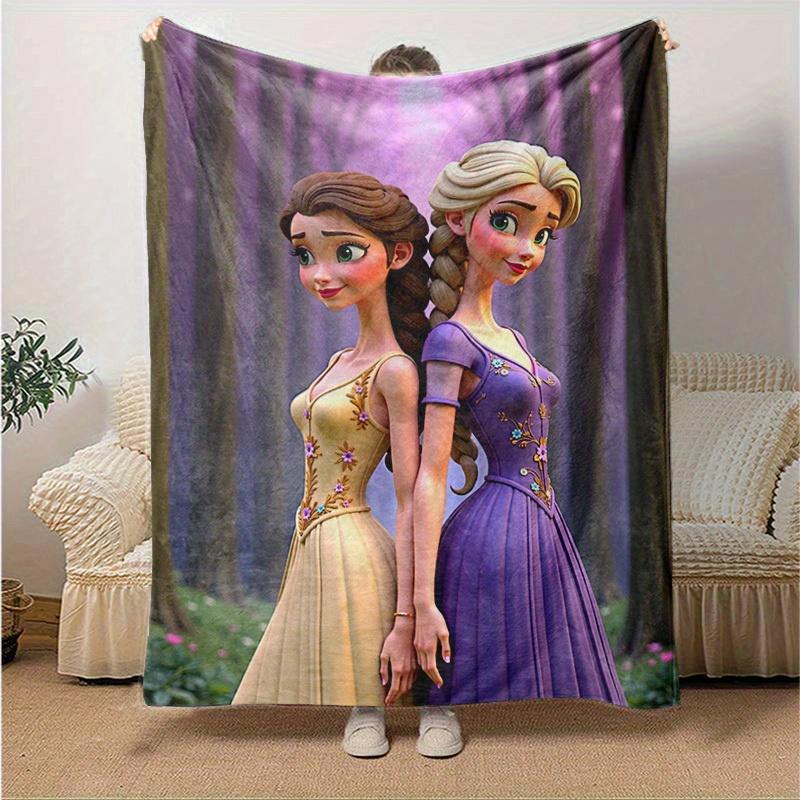1pc, Cartoon Princess Blanket, Seasonal Universal, Home Decoration, Throw Blankets, Soft Flannel Throw Blanket, Versatile & Cozy for Bedroom