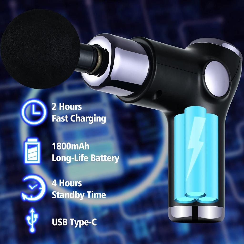 New LCD Touch Screen Massage Gun Mini 32 Speed Deep Tissue Percussion Muscle Massage Fascia Gun Pain Relief and Neck Vibrator Fitness