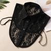 White Women's Stand Fake Collar Blouse Black Detachable Lapel Turtleneck Top Half Shirt Faux Col Tie Detail