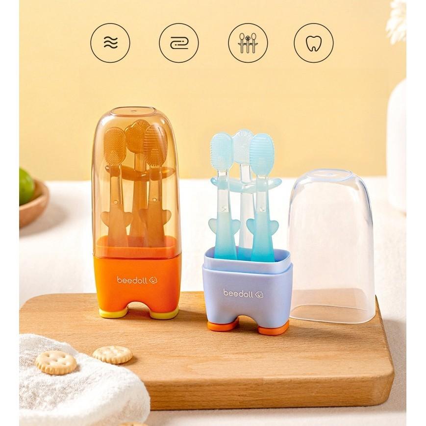 Детская зубная щетка Детская зубная щетка Детская зубная щетка Детская зубная щетка 0-18 Очистка налета на языке Детская силиконовая зубная щетка