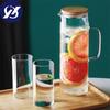 Скандинавская креативная прозрачная стеклянная бутылка для воды, кувшин для сока, емкость, нагреваемый чайник, термостойкий герметичный графин