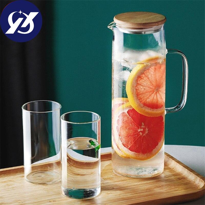 Скандинавская креативная прозрачная стеклянная бутылка для воды, кувшин для сока, емкость, нагреваемый чайник, термостойкий герметичный графин