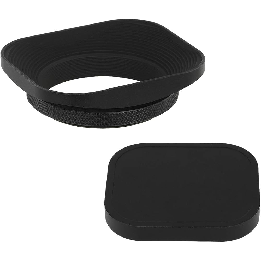 Haoge LH-E2T 49mm Square Metal Screw-In Lens Hood with Cap is compatible with Sony RX1, RX1R, RX1RII cameras and Sony E 20mm f2.8, 28mm f2, 30mm f3.5,