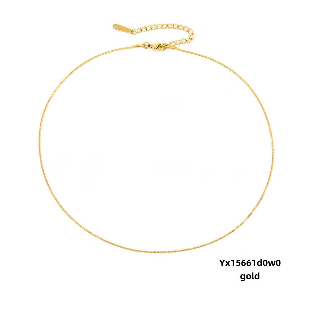 Ожерелье из круглой цепочки из титановой стали eManco — простой европейский/американский стиль для женщин и пар, длинная цепочка в виде змеиной кости, дизайн в виде ключицы.