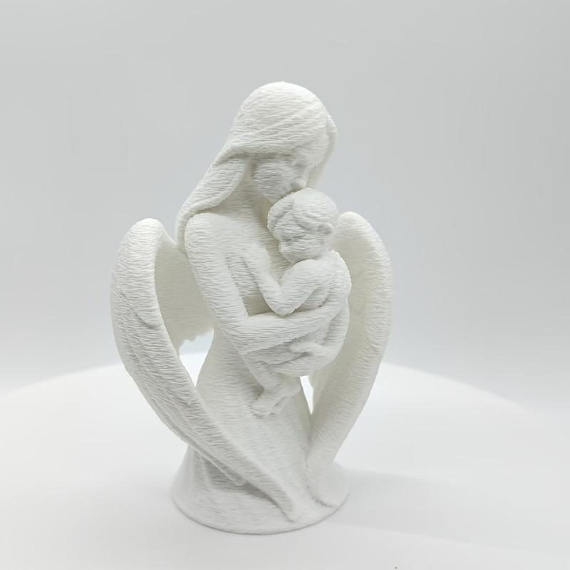 3D-печатная статуэтка Ангела-Матери, обнимающей Ребенка - Декорация для рабочего стола на тему Любви | Идеальный подарок на День Матери, Декоративный элемент