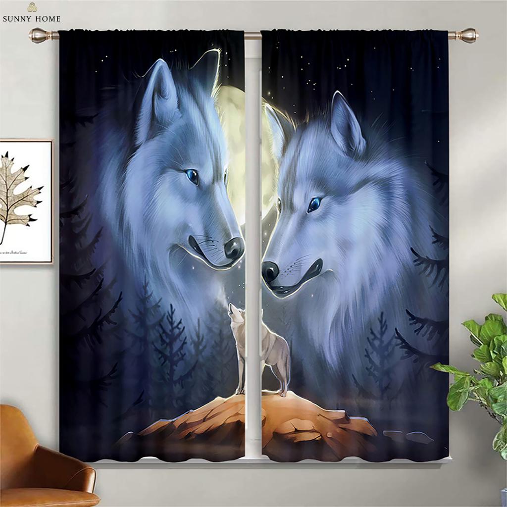 Плотные теплоизоляционные шторы Dream Starry Sky Wolf Print Curtains Детская комната Гостиная Уличные декоративные шторы