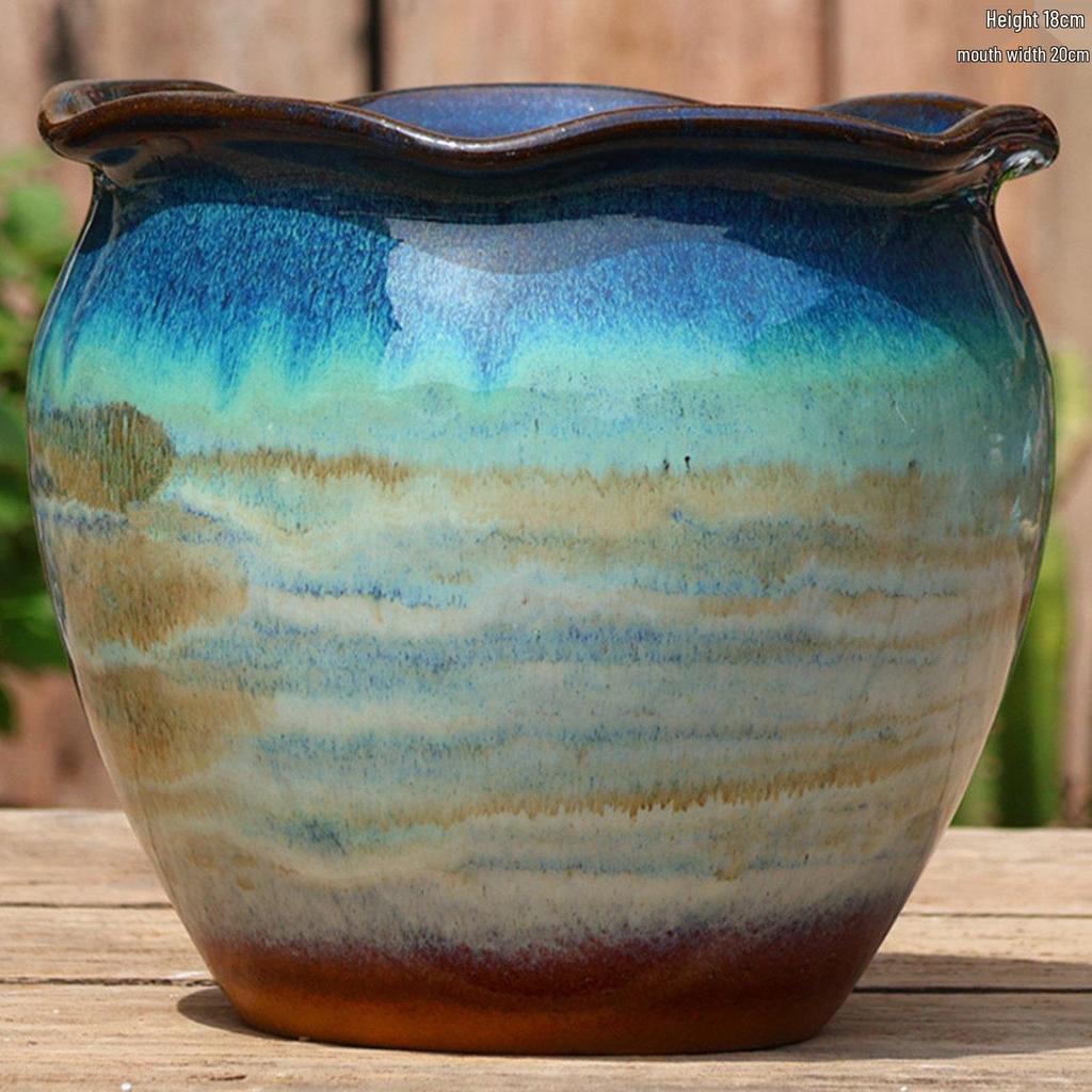 Large Ceramic Terracotta Flower Pot for Balcony and Living Room - Ideal for Succulents, Orchids, Green Radish, and Plants