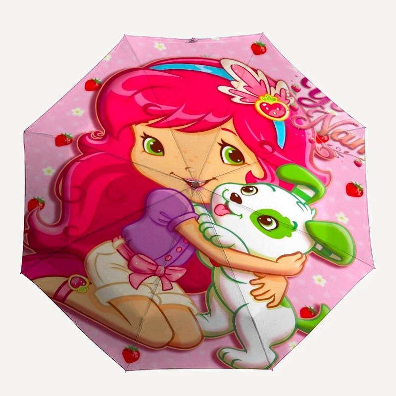 Personalized Name Princess Strawberry Print Umbrella, UV Shielding. It Has Eight Sturdy Ribs for Outdoor Use And Perfect As a Holiday Gift