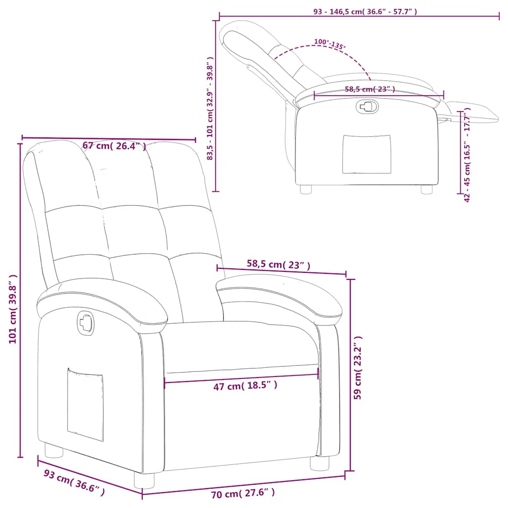 Recliner Chair Dark Green Fabric