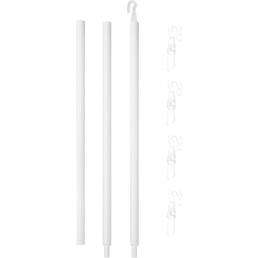 46 Inch Long Blind Wand Replacement with 5 Hook, 1 Pcs White Blind Sticks to Open Blinds, Vertical Blind Rod Replacement Parts, Curtain Opener Stick,