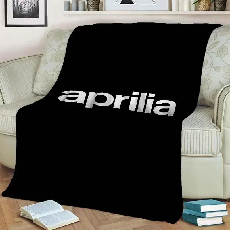 Фланелевое одеяло с принтом логотипа мотоцикла Aprilia. Модное, теплое, легкое. Для гостиной, спальни, дивана-кровати, для пикника.