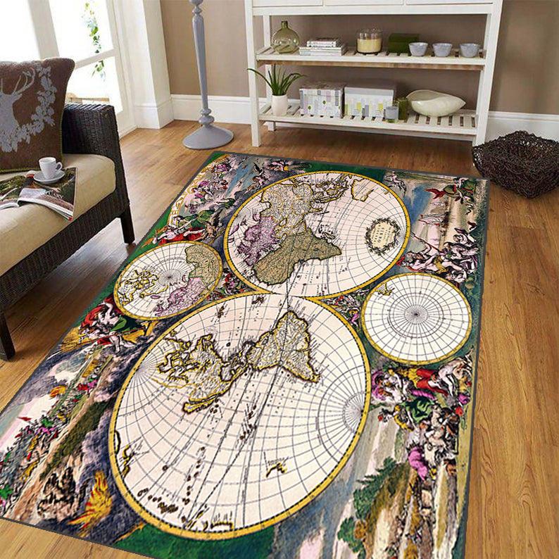 Ковер с навигационной картой древнего мира для гостиной, мягкий фланелевой коврик для спальни, противоскользящий коврик для ванной комнаты, детский игровой коврик