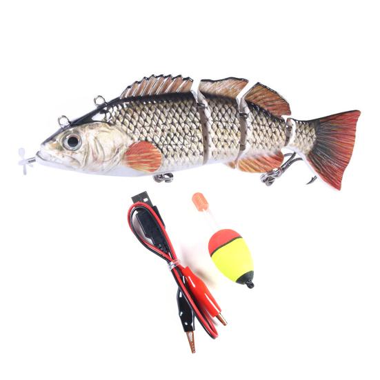 14CM/53G Electric Multi-Jointed Fishing Lure with Float USB Rechargeable LED Luminous Swimbait Robotic Artificial Bait Fishing Accessories