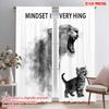 2pcs 2D Flat Printing Party Window Curtains MINDSET IS EVERYTHING LION CAT Polyester Without Electricity Holiday Decorations Use