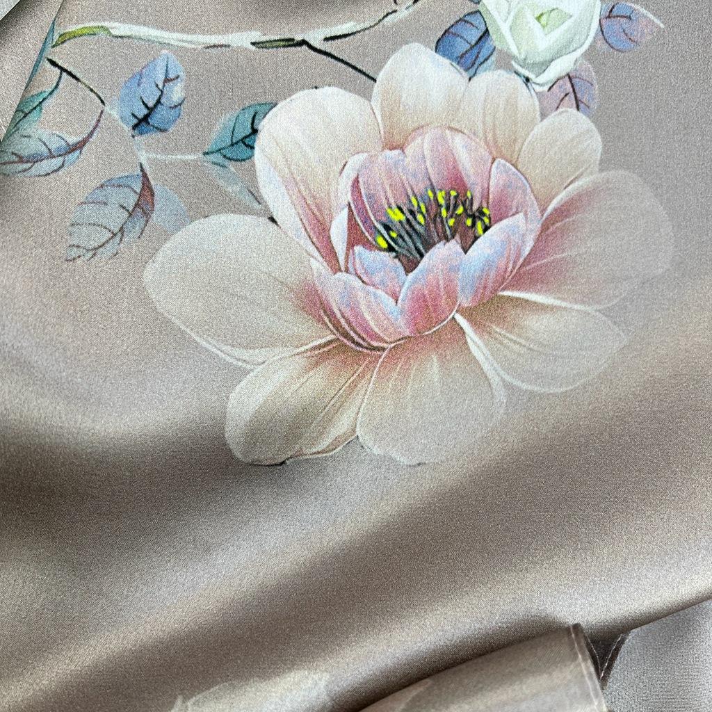 Peony Flower Chinese Ethnic Style Satin Silk Scarf Mulberry Silk Shawl Mother With Cheongsam Silk Defense