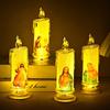 1/4Pcs LED Prayer Flameless Candle Holy Family Jesus Joseph Virgin Mary Battery Operated