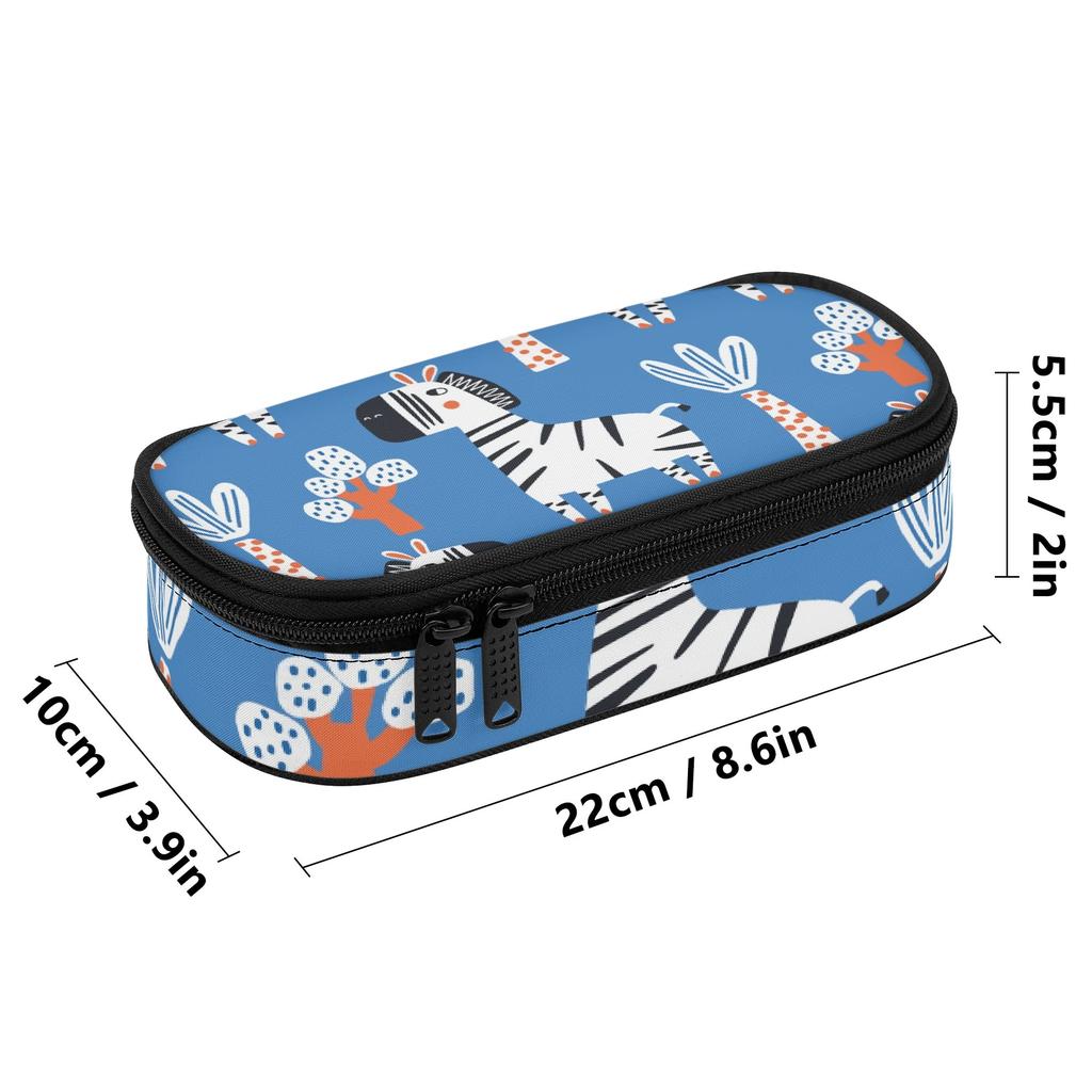 Pencil Pouch Casual Wear Resistant Polyester Zip Around Closure with Main Compartment Mesh Pocket and Pen Slots for Classroom Use