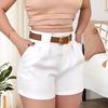 Women Summer Shorts High-Waist Button Zipper Fly Wide Leg Shorts with Pockets Relaxed
