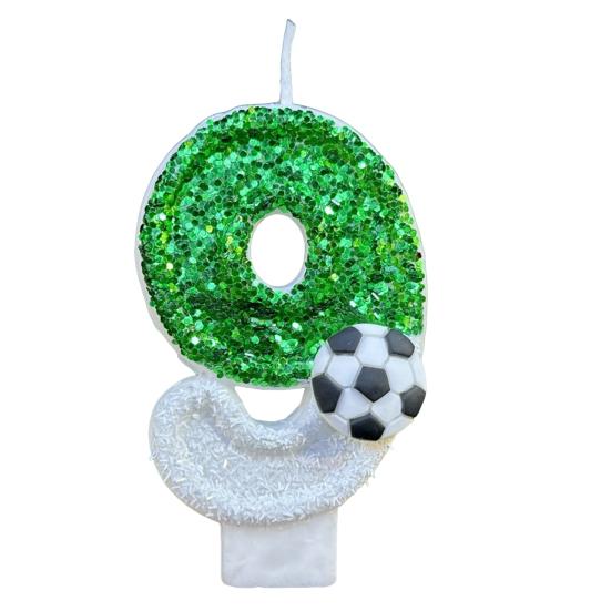 Football Birthday Candle Eco-friendly No Odor Sequins Design Easy To Use Long-Lasting 0-9 Numbers Candle Cake Decoration