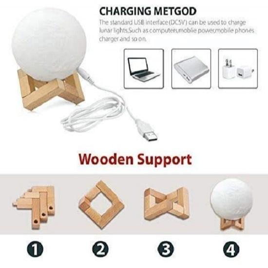 3D Moon Lamp Night Lamp 7 Multi Colors Changing Touch Sensor for Adult and Kids with Wooden Stand Night Lamp for Bedroom Home Decorations Light -15cm
