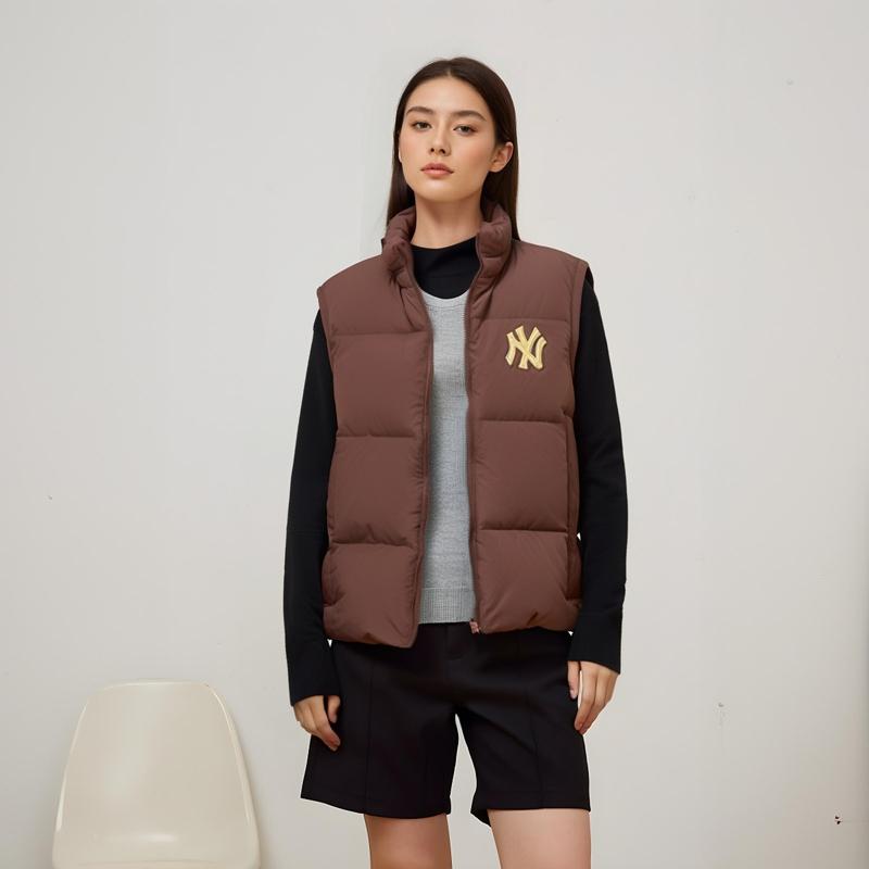 New Era FW24 MLB Нью-Йорк Янкис Ретро Воротник-стойка Молния Свободная Пуховая Куртка Унисекс Куртка Коричневый 14385219