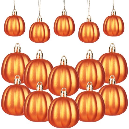 12Pcs Fall Mini Pumpkin Balls Hanging Thanksgiving Pumpkin Ornament Halloween Christmas Tree Decoration Farmhouse Home Party Decor