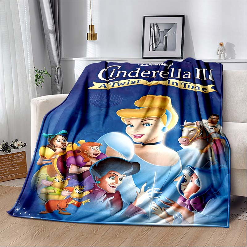 6 Sizes Princess Cinderella Cartoon Soft Flannel Fluffy Throw Camping Blanket for Children Sofa Throw Thin Blanket Female Gift