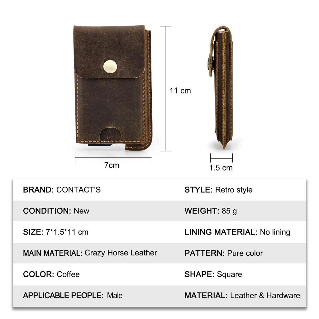 Держатели для карт из натуральной кожи для мужчин, кошельки для карт, RFID-блокировка, алюминиевая коробка, автоматический всплывающий чехол для карт