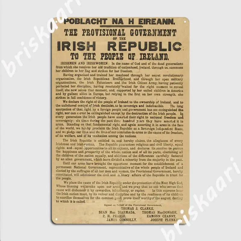 1916 Провозглашение Ирландской Республики Жестяная Табличка Постеры Ретро Провозглашение Металлическая Табличка Постер Персонализированный Декор Мурала Знак